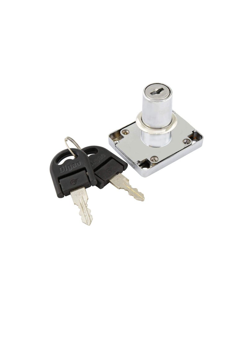 Double Turn, Chrome Plated Drawer Lock, 32mm, Steel  - Image 1