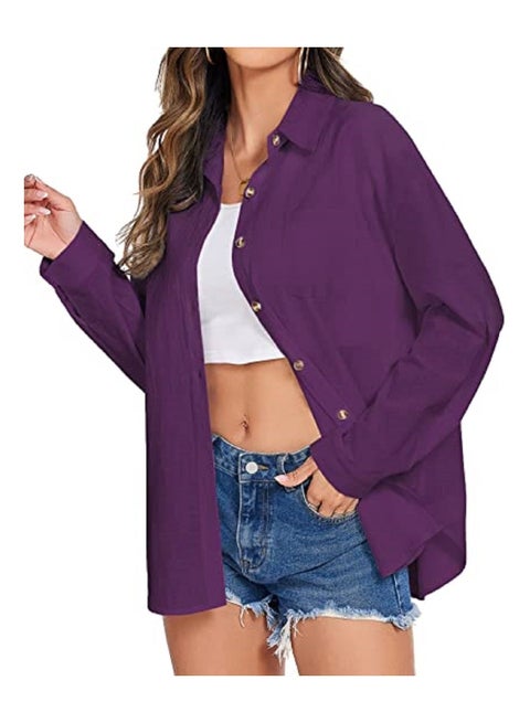 Sunset Women koresha Cotton Button Down Casual Blouse Tops Btngany