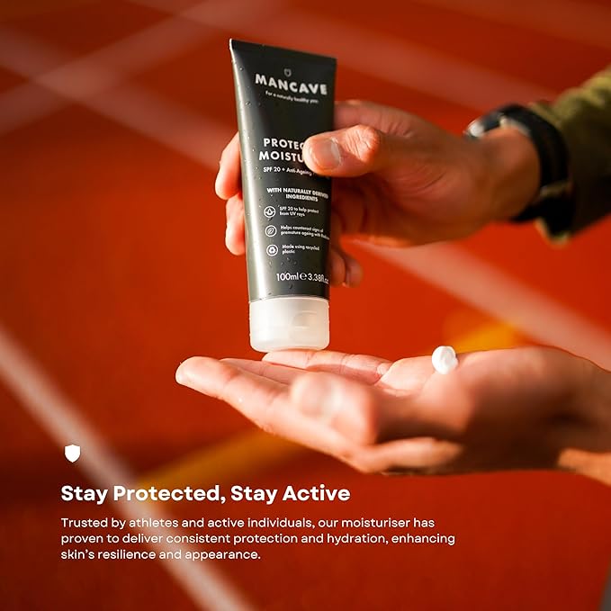 ManCave SPF 20 Moisturiser AntiAging Counteracts Signs of Aging SPF Face Moisturise Vitamin E Caffeine Natural Formulation Recycled Plastics CrueltyFree Powerful SPF 20 Protection - Image 5