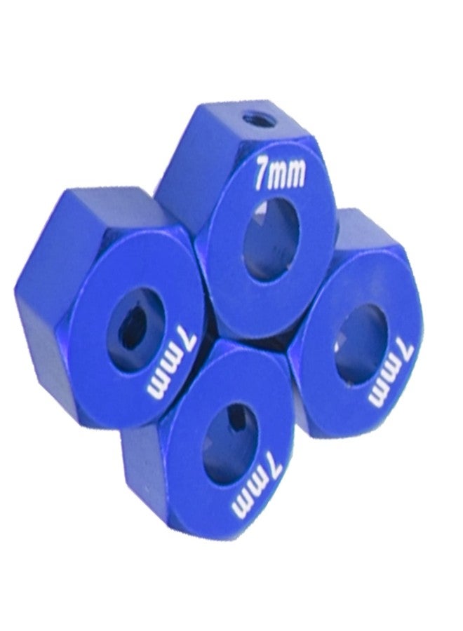 Vgoohobby Metal 12mm Hex Wheel Hubs 7mm Thick Drive Adapters with Flanged Lock Nuts Compatible with Traxxas 1/10 4WD Rustler Slash Stampede RC Car，Replace Part 1654 (Blue) - Image 5