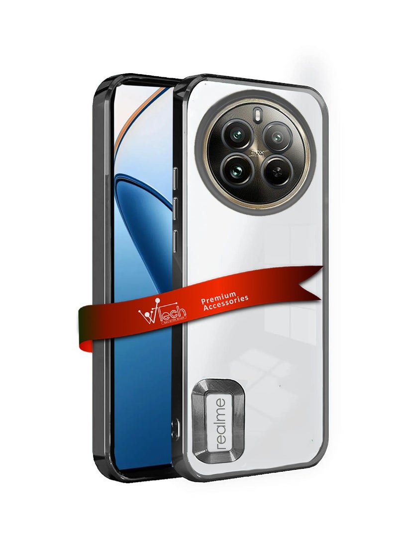 Wtech TPU Luxury Plating Raised Lips Camera Hole Case Cover For Realme 12 Pro / 12 Pro+ / 12 Pro Plus 5G 2024 Black - Image 1
