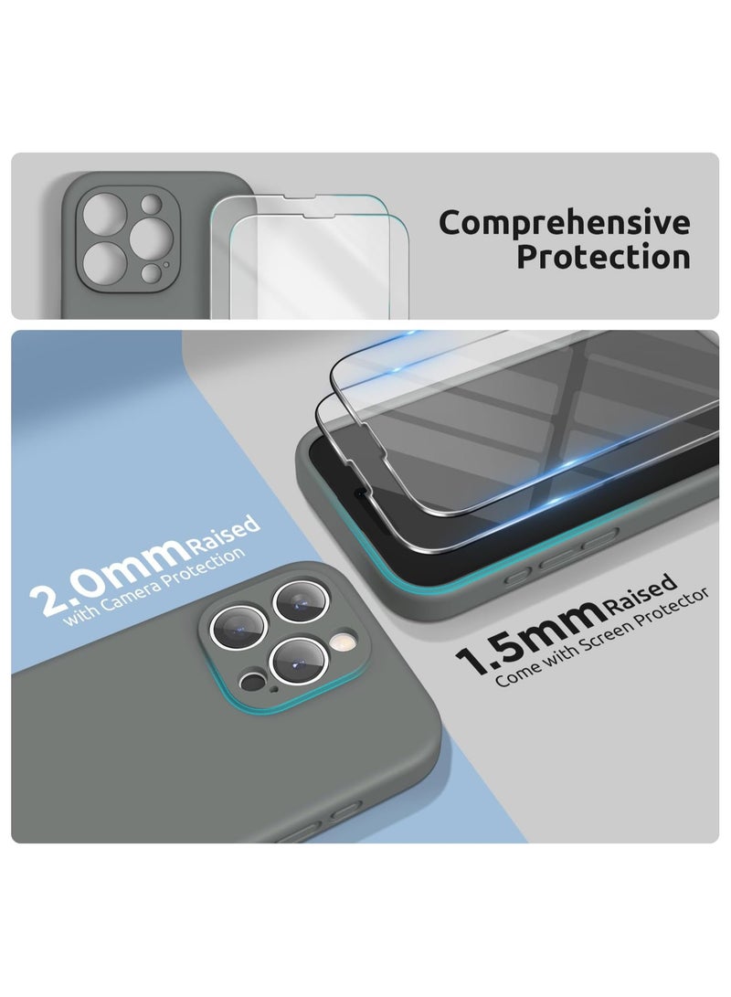 ELTRAZONE Design for iPhone 15 Pro Max Case, Liquid Silicone [2 x Screen Protectors & 1 x Lanyard] Protection for Each Lens Shockproof Cover for iPhone 15 Pro Max 6.7 inch 2023, Space Grey - Image 3