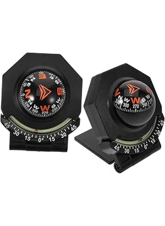 Car Dashboard Compass Ball With Inclinometer 2pcs High Precision Vehicle Navigation Guide For Cars Boats And Auto Dash Mount Compass For Outdoor Driving Marine Use - Image 1