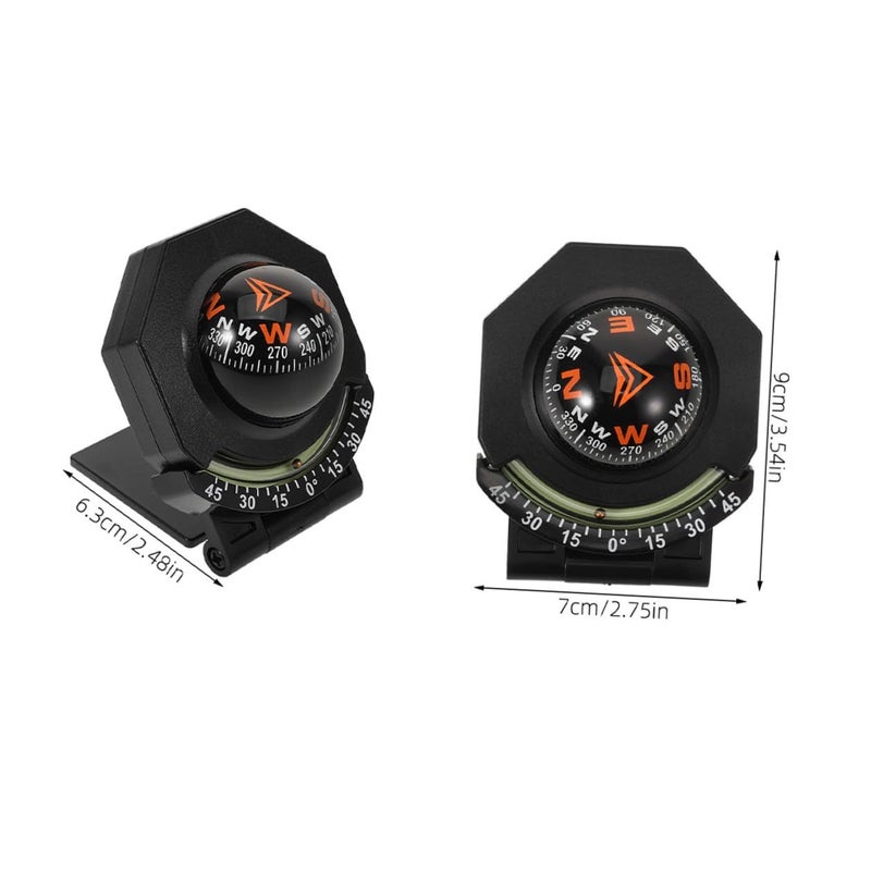 Car Dashboard Compass Ball With Inclinometer 2pcs High Precision Vehicle Navigation Guide For Cars Boats And Auto Dash Mount Compass For Outdoor Driving Marine Use - Image 3