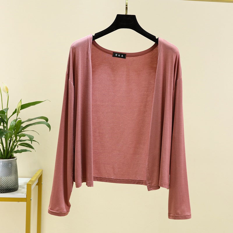 Women's Modale UV Protection Cardigan, Long Sleeve, Summer Thin Knit - Image 3