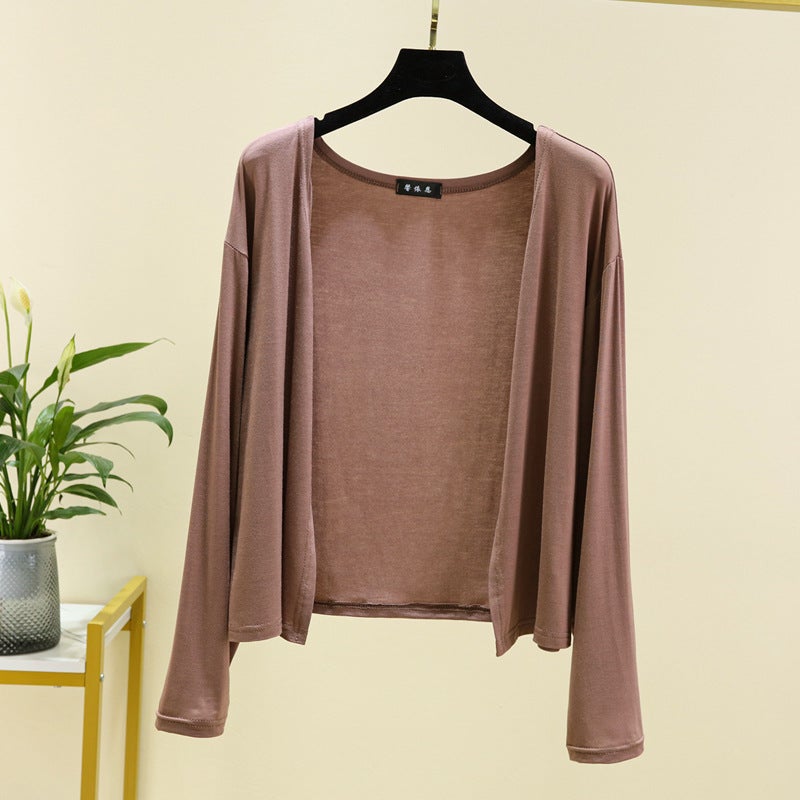 Women's Modale UV Protection Cardigan, Long Sleeve, Summer Thin Knit - Image 2