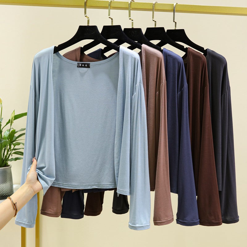 Women's Modale UV Protection Cardigan, Long Sleeve, Summer Thin Knit - Image 1