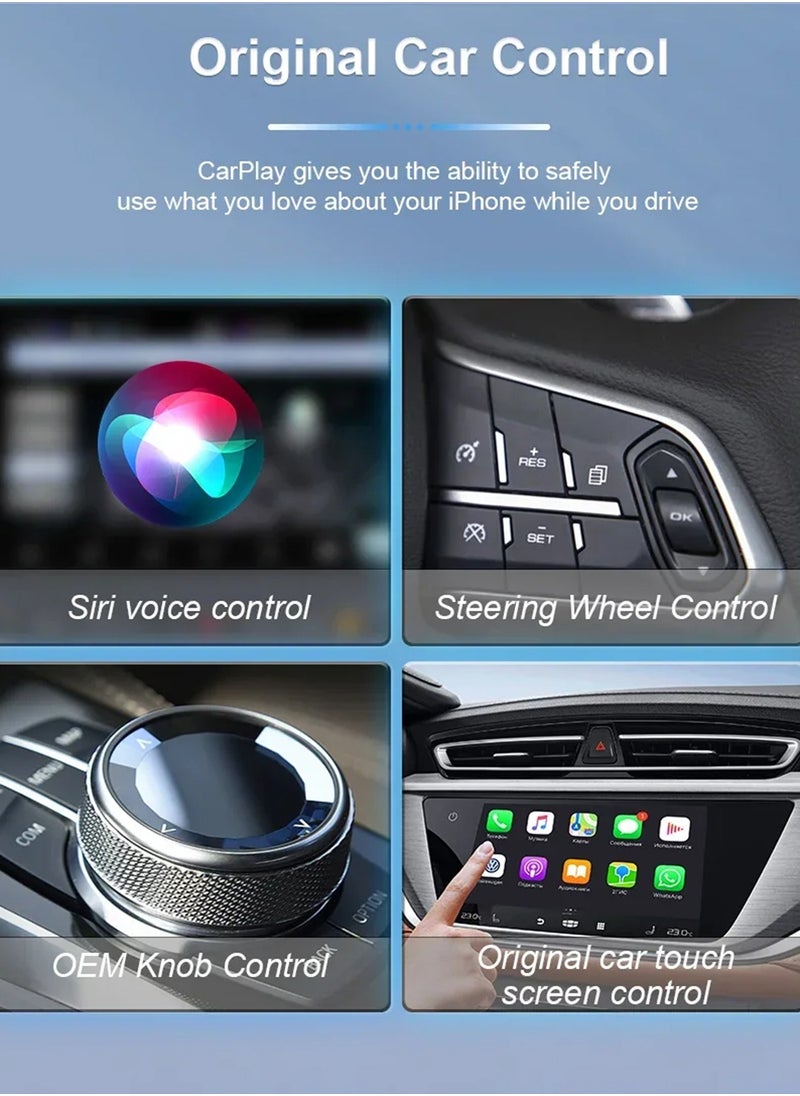 Mini Wireless Carplay Adapter, Convert Wired to Wireless Car Play & Android Auto 2-in-1 Adapter for Apple iPhone & Android Phone, Plug & Play, Auto Connect, No Delay, w/USB C for iOS 10+ Android 11+
