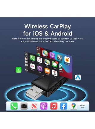 Mini Wireless Carplay Adapter, Convert Wired to Wireless Car Play & Android Auto 2-in-1 Adapter for Apple iPhone & Android Phone, Plug & Play, Auto Connect, No Delay, w/USB C for iOS 10+ Android 11+ - view 4