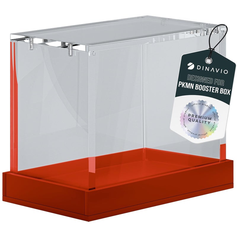 Dinavio Crafthouse PKMN Booster Box Case Acrylic Display Booster Box Protector Case 8mm 5mm Acrylic 5x3mm Magnets Compatible with PKMN Booster Boxes Red Base