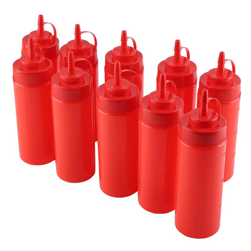 Red Plastic Condiment Dispenser For Oil Cream Sauce Bulk Pack Kitchen Home - Image 2