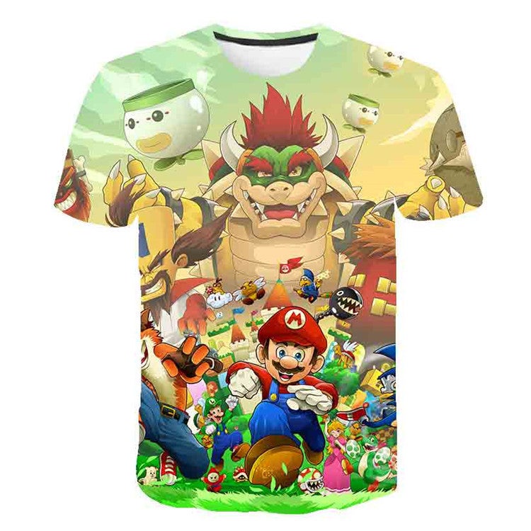 Korean Movie Mario 3D Printed Short-Sleeved T-Shirt Kidsren'S Casual Loose Round Neck Short-Sleeved T-Shirt - Image 3
