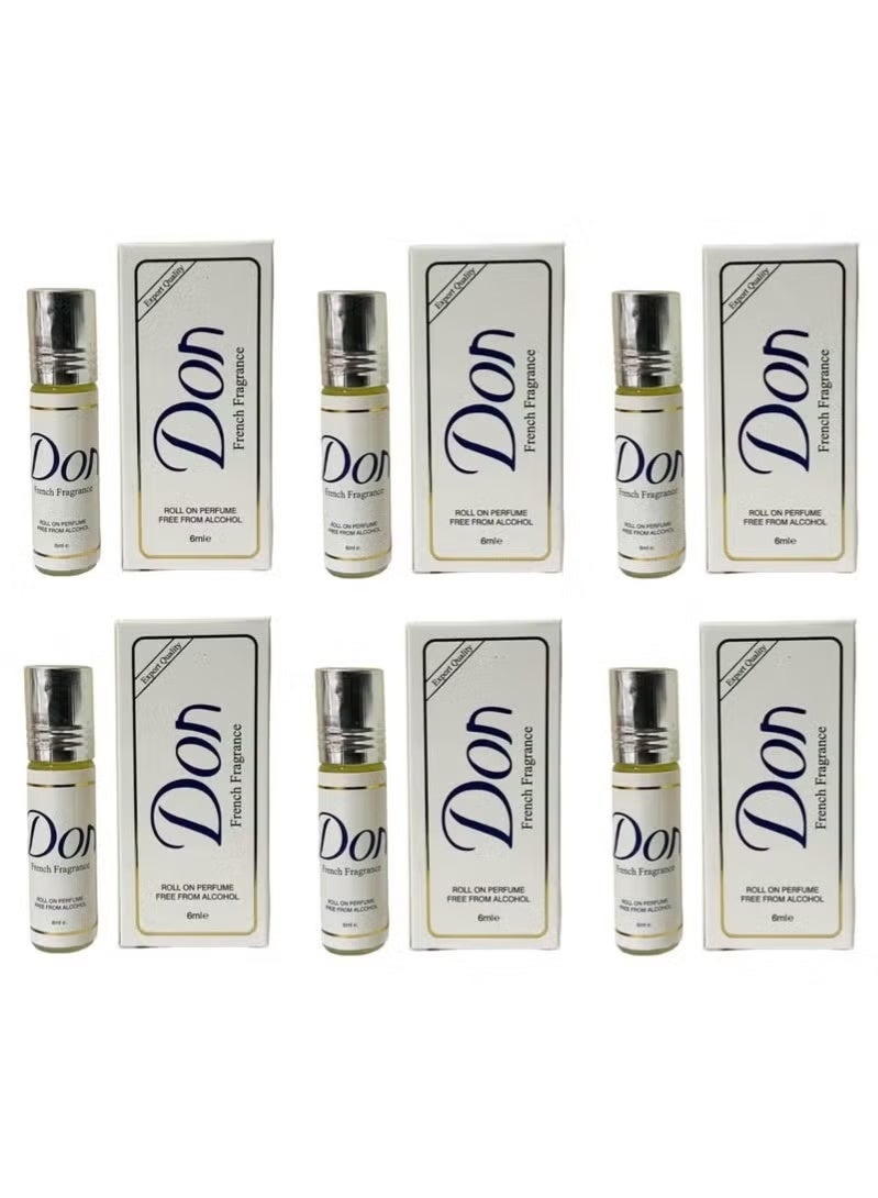6 حبه عطر دون مركز رول اون برفيوم خالي من الكحول - 6x6 مل