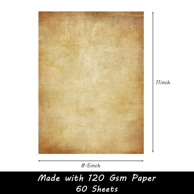 TEETOOKEA Vintage Stationery Paper 60 Sheets, 8.5" x 11" Letter Size, Double-Sided Aged Antique Printer Paper for Writing, Invitations, Certificates, Diplomas, Awards, Resumes, Crafts - Image 4