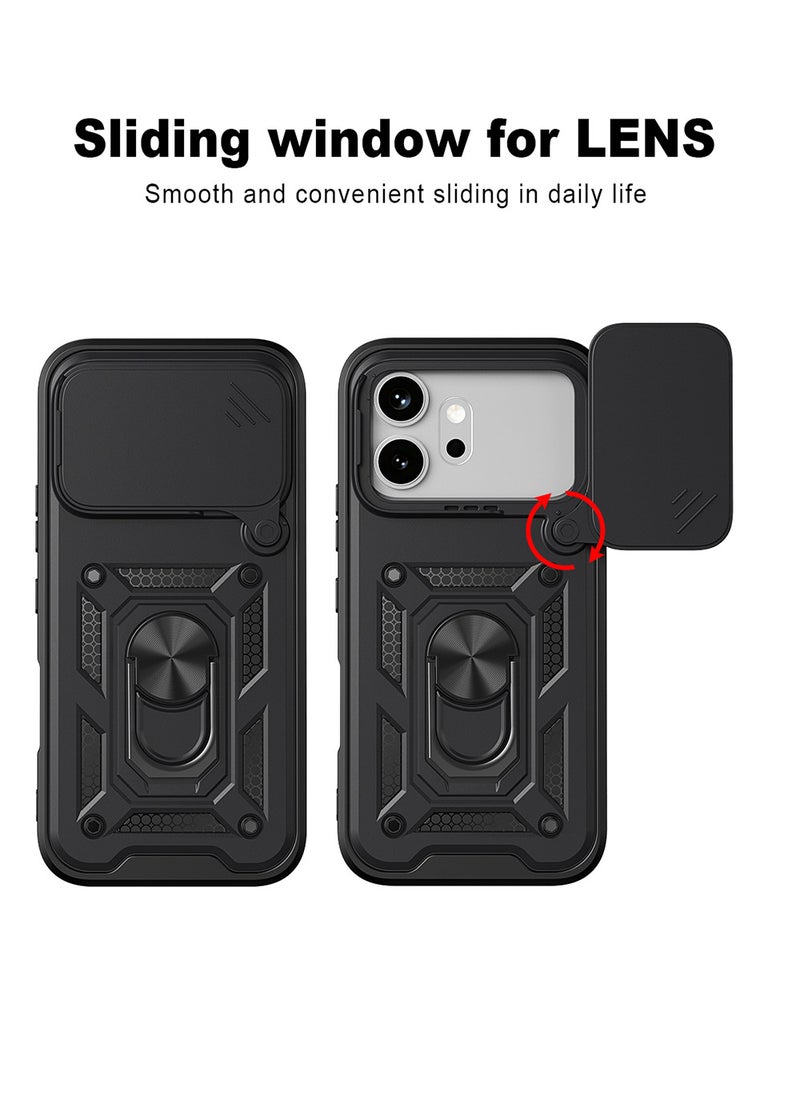 غطاء هاتف لـ Honor 600 / Honor 600 Pro مع غطاء للكاميرا وحامل حلقي، وحامل سيارة مغناطيسي متوافق، وغطاء واقي صلب من الخلف وحواف ناعمة مقاوم للصدمات - Image 2