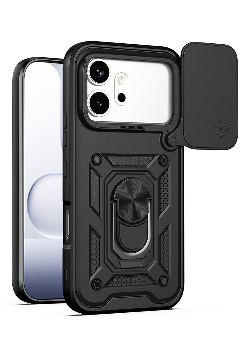 غطاء هاتف لـ Honor 600 / Honor 600 Pro مع غطاء للكاميرا وحامل حلقي، وحامل سيارة مغناطيسي متوافق، وغطاء واقي صلب من الخلف وحواف ناعمة مقاوم للصدمات - Image 1