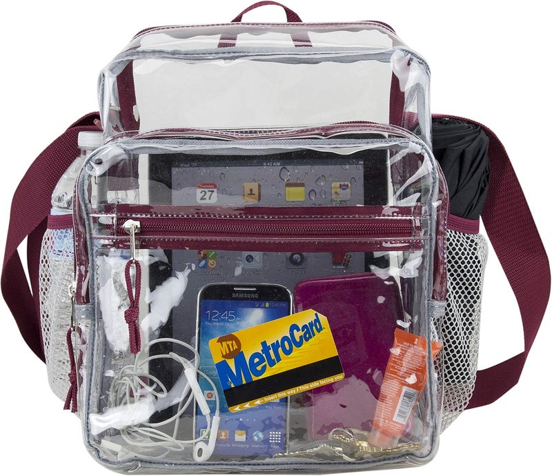 Eastsport Clear Stadium Messenger Bag with Side Mesh Pockets - Image 1