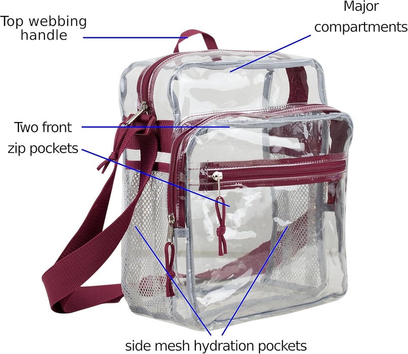 Eastsport Clear Stadium Messenger Bag with Side Mesh Pockets - Image 2