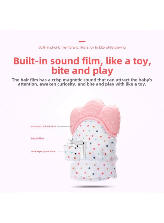 Teether Gloves Baby Teether Baby Anti-bite Silicone Molar Gloves Kidsren's Sound Toy Anti-eating Hand Molar Glue-Color:Mint Green  - Image 4