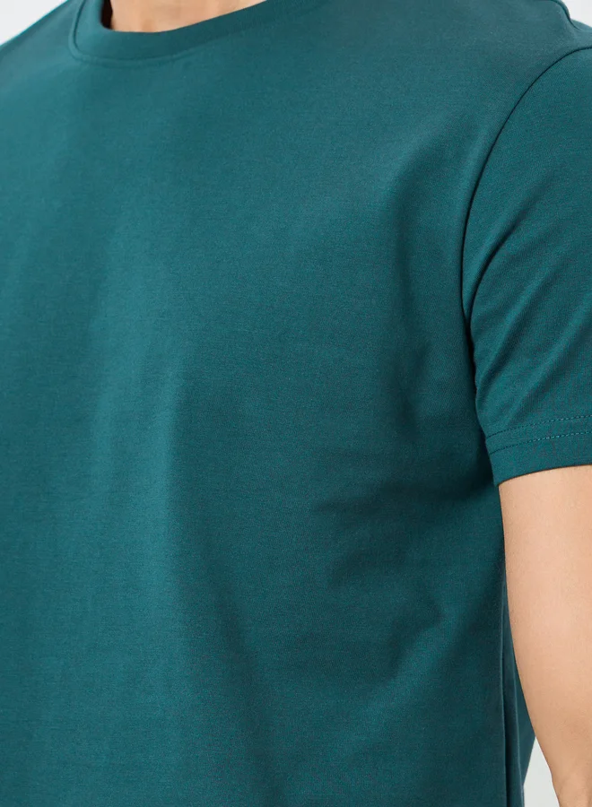 Styli  Men Teal Short Sleeve T-Shirt and Pyjama Set for Men | Best Price UAE