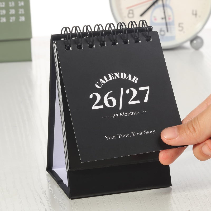 FOBOZONE Desk Calendar 2026-2027, 2 Years Calendar Runs from Jan. 2026 until Dec 2027, Table Monthly Planner with Stickers for Home,Office,School Organization(Black,3" x 4.8") - Image 5