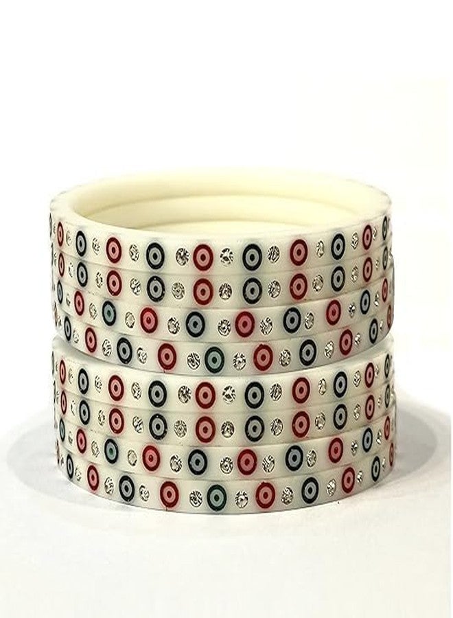 Fabbay Traditional Ethnic Jeweller Acrylic Chuda Material with Zircon Stones for Women's and Girl's (dot bangle, 2.8 inch diameter) - Image 4