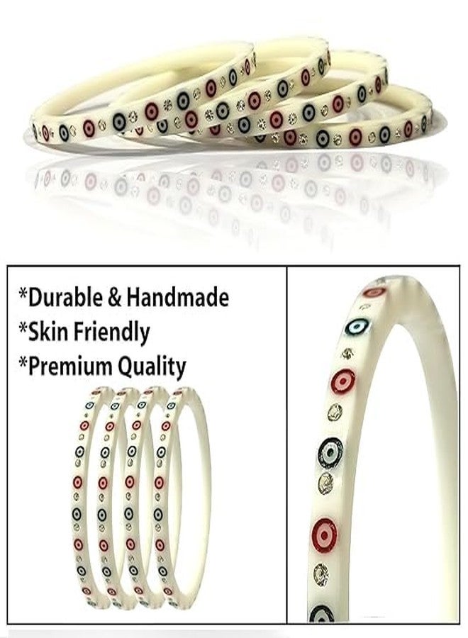 Fabbay Traditional Ethnic Jeweller Acrylic Chuda Material with Zircon Stones for Women's and Girl's (dot bangle, 2.8 inch diameter) - Image 3