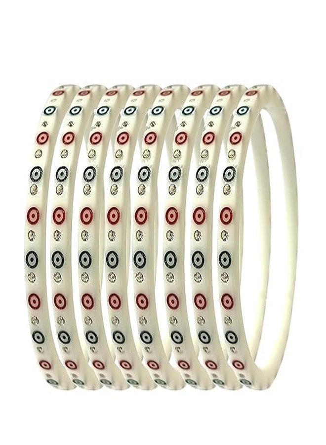 Fabbay Traditional Ethnic Jeweller Acrylic Chuda Material with Zircon Stones for Women's and Girl's (dot bangle, 2.8 inch diameter) - Image 2