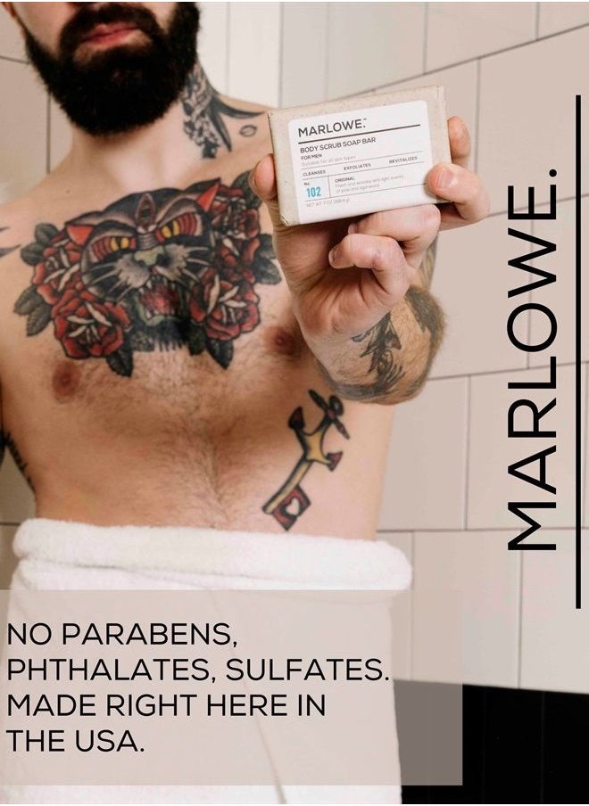 MARLOWE. M BLEND MARLOWE. No. 102 Men's Body Scrub Soap 7 oz | Best Exfoliating Bar for Men | Made with Natural Ingredients | Green Tea Extract | Amazing Scent  - Image 3