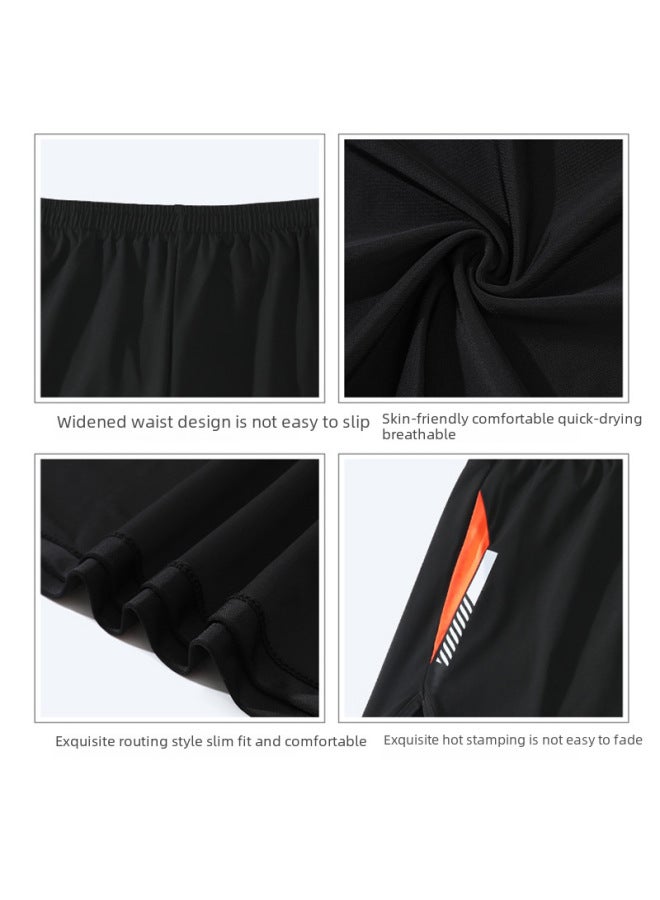 إسكدنيا ملابس سباحة رجالية بطبقة مزدوجة مضادة للإحراج، مقاس كبير، فضفاضة احترافية، ملابس سباحة رجالية واقية من الشمس ربيع حار لكامل الجسم - اللون: 135 بدلة سباحة + لهب أزرق 【قطعتين】】 - - Image 5