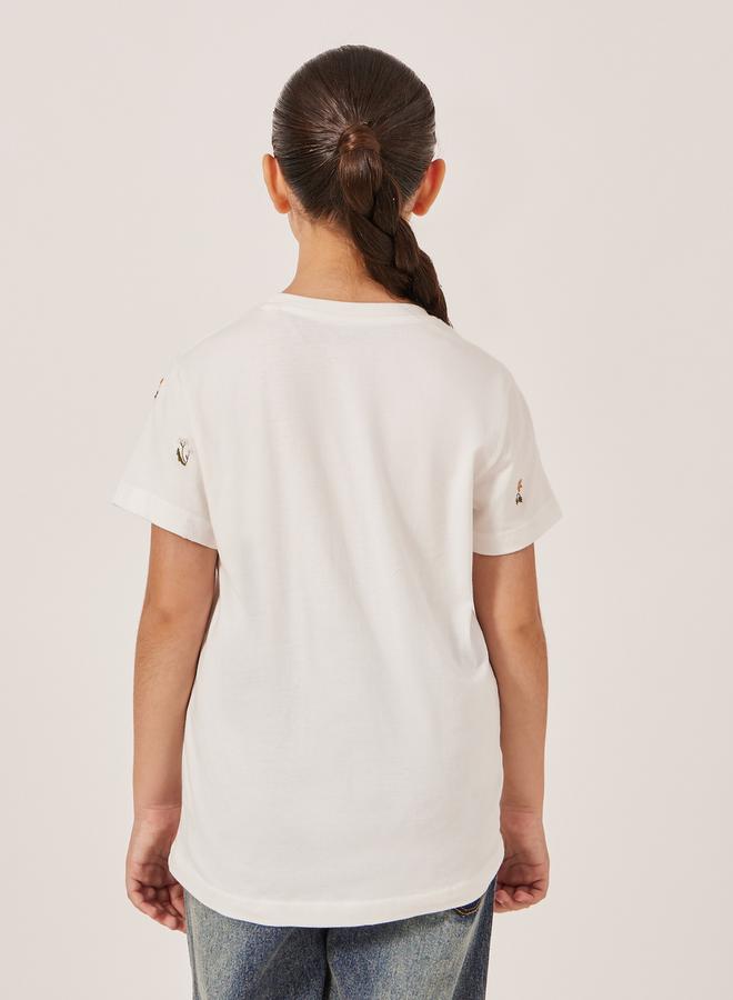 ستايلي تيشيرت بأكمام قصيرة مطرز - Image 4