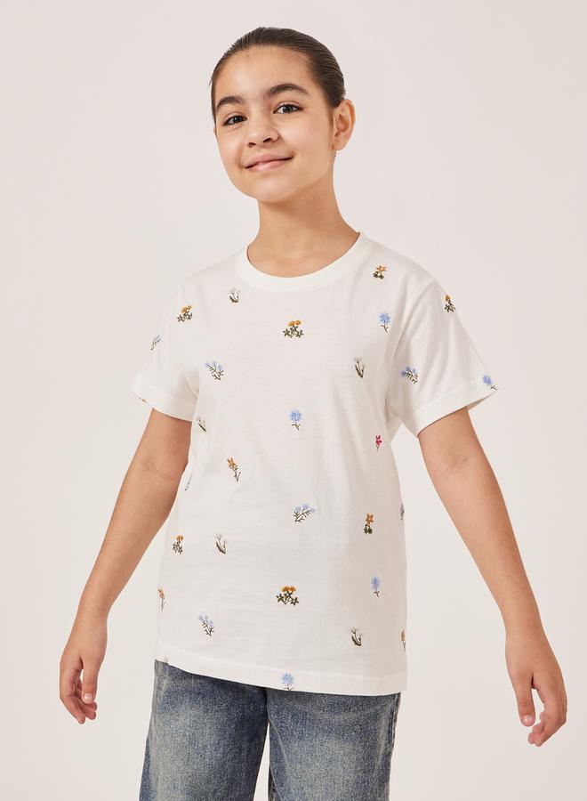 ستايلي تيشيرت بأكمام قصيرة مطرز - Image 1