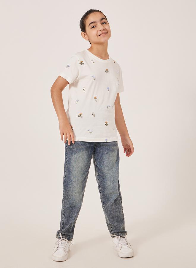 ستايلي تيشيرت بأكمام قصيرة مطرز - Image 2