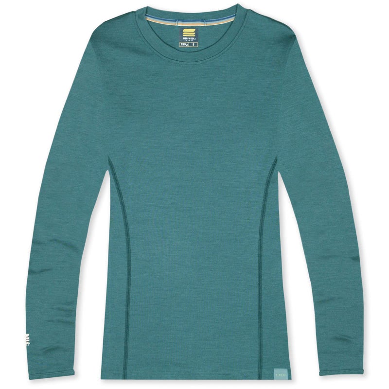 MERIWOOL Womens Base Layer 100% Merino Wool Midweight Long Sleeve Thermal Shirt Teal - Image 3