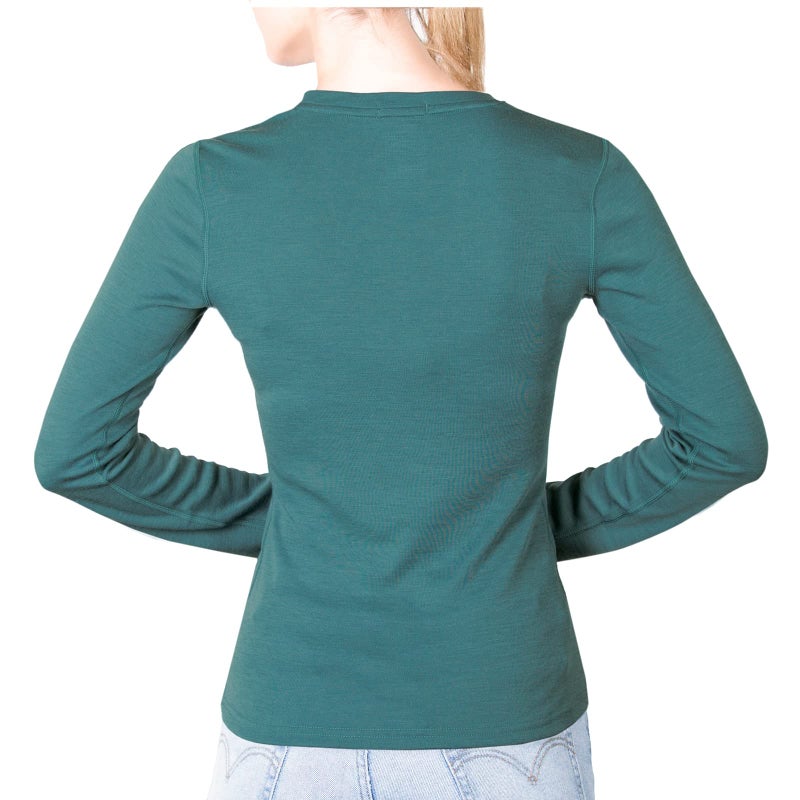 MERIWOOL Womens Base Layer 100% Merino Wool Midweight Long Sleeve Thermal Shirt Teal - Image 2