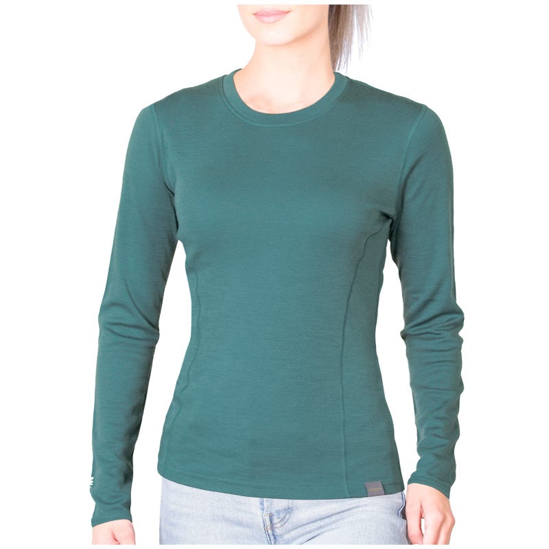 MERIWOOL Womens Base Layer 100% Merino Wool Midweight Long Sleeve Thermal Shirt Teal - Image 1