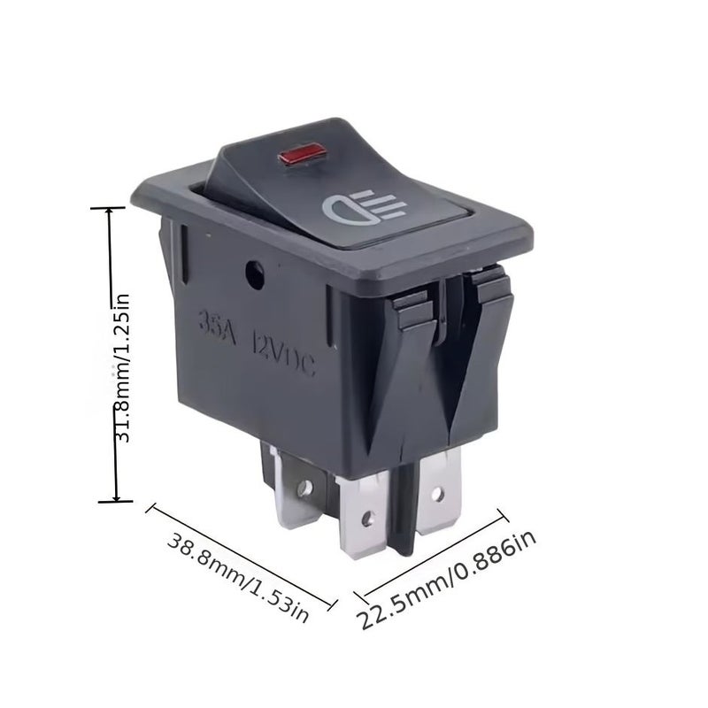 2 Pcs Red ASW 17D Car Fog Lights With Rocker Switch On Off 4Pin 2 Position 35A 12V DC - Image 1