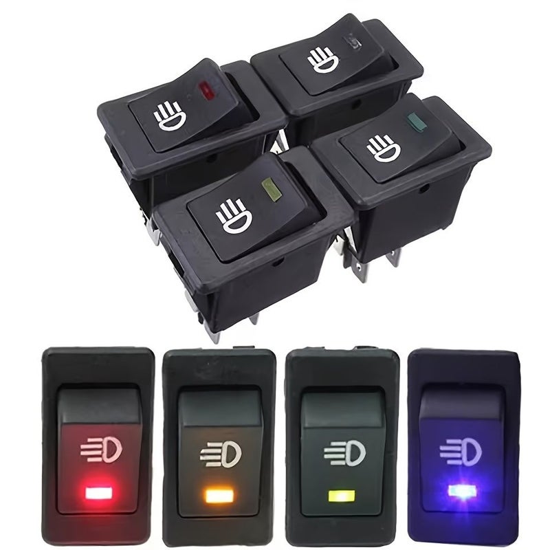 2 Pcs Red ASW 17D Car Fog Lights With Rocker Switch On Off 4Pin 2 Position 35A 12V DC - Image 5