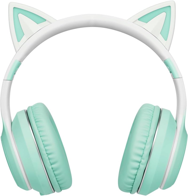 Volkano Whisker Cat Ear Headset, Wireless Bluetooth 5.3, FM Radio, 600mah Battery, 40mm Driver, Type-C - Aqua - Image 5