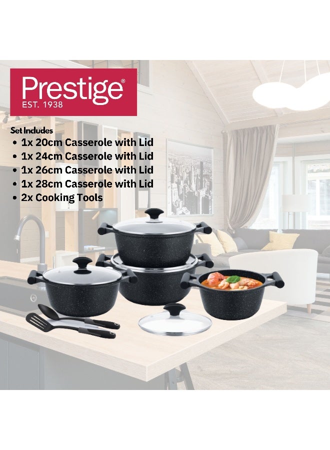 Prestige Essential 10 pcs Granite Stone Cookware Set | Ultra-Durable Granite Non-Stick | Induction Compatible - Black - Image 5