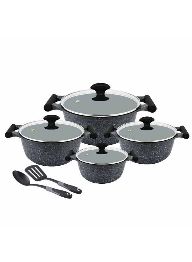 Prestige Essential 10 pcs Granite Stone Cookware Set | Ultra-Durable Granite Non-Stick | Induction Compatible - Black - Image 2