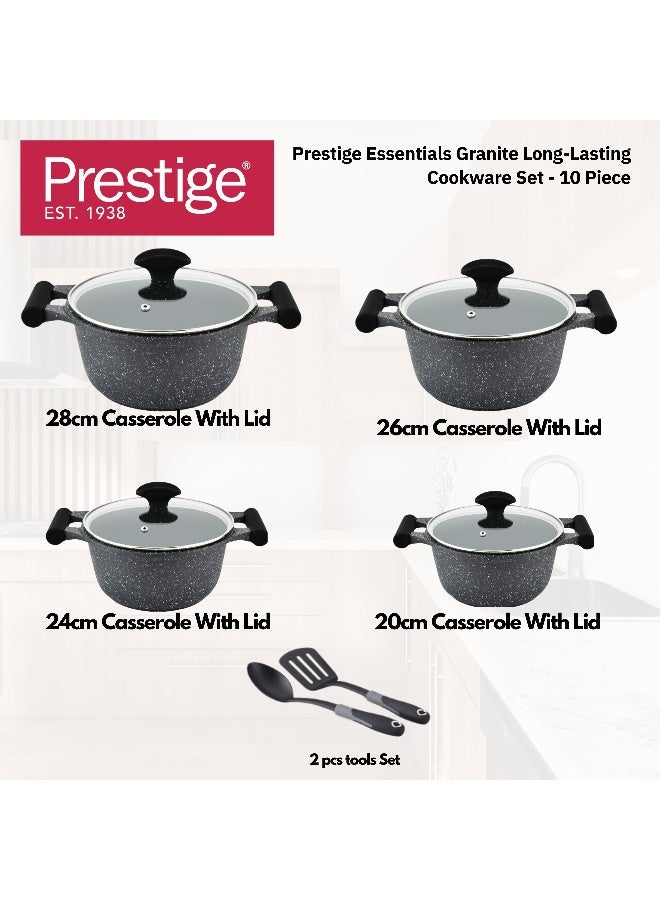 Prestige Essential 10 pcs Granite Stone Cookware Set | Ultra-Durable Granite Non-Stick | Induction Compatible - Black - Image 3