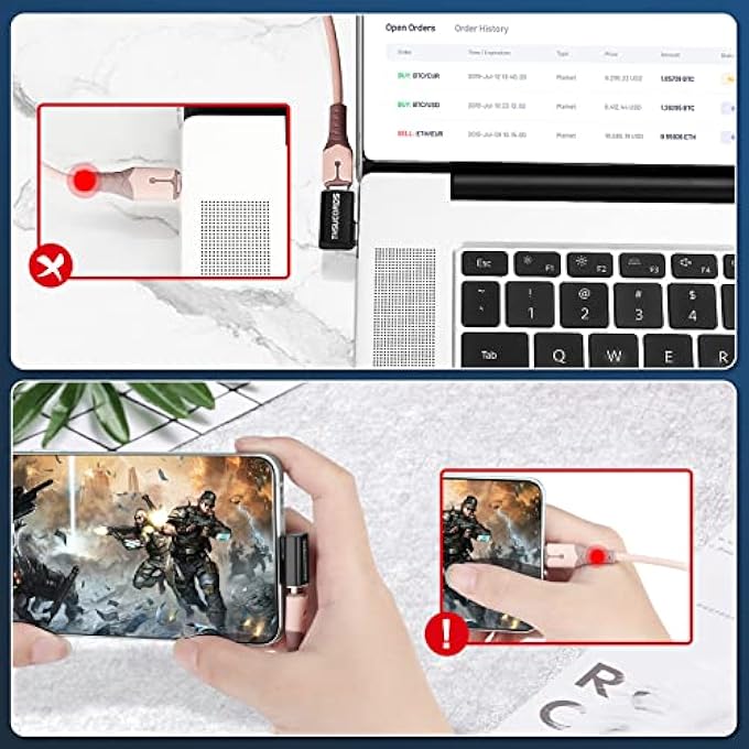 Thsucords RIGHT ANGLE USB C EXTENSION ADAPTER 4 PACK, LEFT 90 DEGREE MALE TO FEMALE EXTENDER 100W 20GBPS TYPE C 3.2 GEN2 4K@60HZ VIDEO EXTENDED CONVERTER FOR STEAM DECK, SWITCH, MACBOOK - Image 3