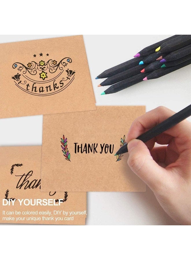 36 Pcs Thank You Cards, Brown Kraft Paper Cards, with Stickers and Envelopes, 6 Different Vintage Designs, Sturdy and Durable, for Weddings, Bridal Showers, Baby Showers and Graduations - Image 4