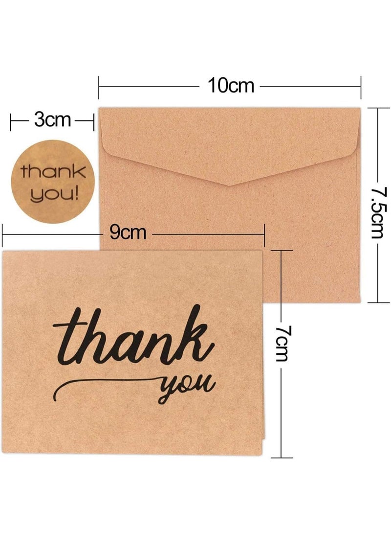 36 Pcs Thank You Cards, Brown Kraft Paper Cards, with Stickers and Envelopes, 6 Different Vintage Designs, Sturdy and Durable, for Weddings, Bridal Showers, Baby Showers and Graduations - Image 2