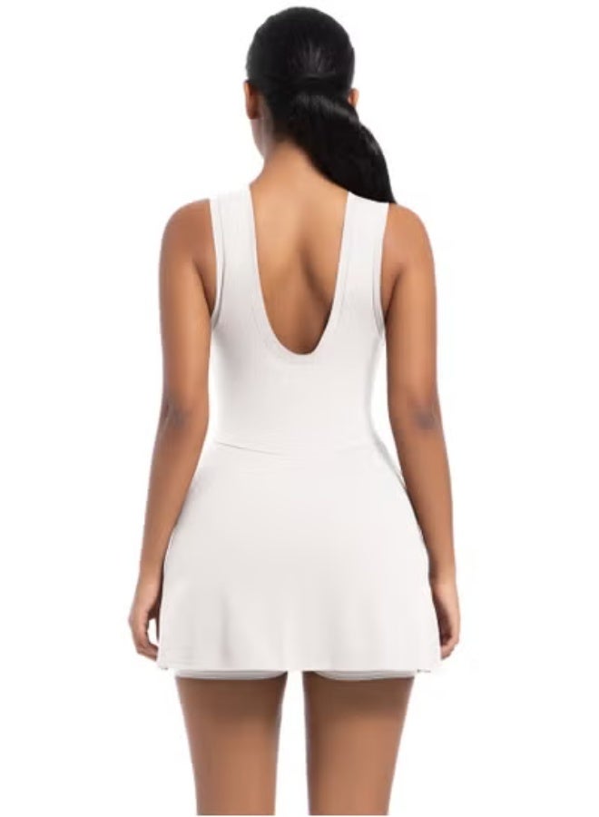 RedMapleTEK Tennis Skirt Yoga Wear Tank Top All-in-One Fitness Wear Golf Dress  - Image 4