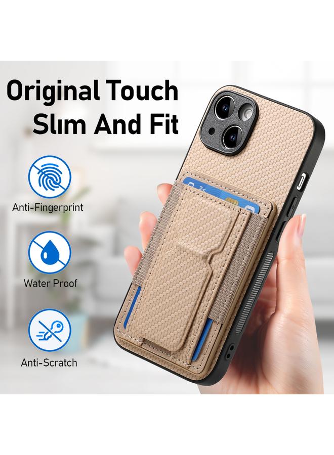 Zaboon Case For iPhone 12 Pro Max Carbon Fiber Fold Stand Elastic Card Bag Phone Case - Image 5