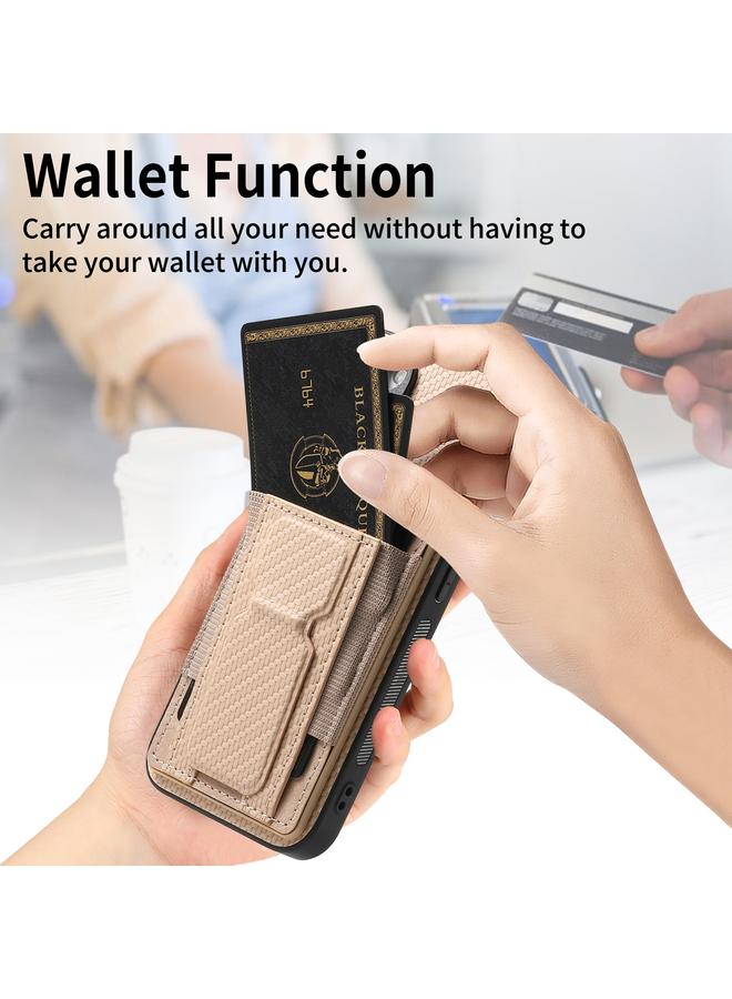 Zaboon Case For iPhone 12 Pro Max Carbon Fiber Fold Stand Elastic Card Bag Phone Case - Image 4