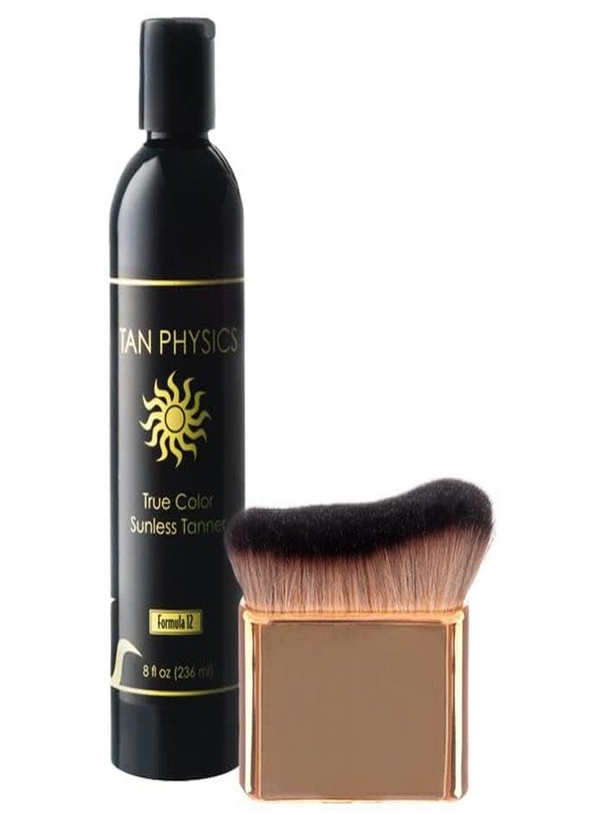 Tan Physics Sunless Tanner 8oz with Self Tanner Brush - Self Tanning Lotion - Instant Tanning Lotion for Face & Body - Natural Self Tanner for Streak-Free, Long-Lasting Glow - Image 1