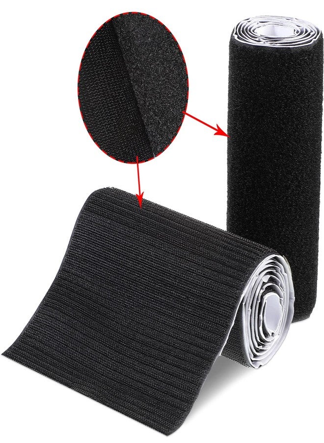 واي دريس شريط لاصق مزدوج الجوانب مع شريط لاصق خلفي قابل لإعادة الاستخدام، لفافة خطاف مزدوجة الجوانب، غراء لاصق، رقعة نايلون، أسود (عرض 6 بوصات، طول 1 ياردة) - Image 1